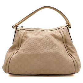 Gucci Borsa a tracolla Hobo Scarlet in pelle Shima beige con logo intrecciato