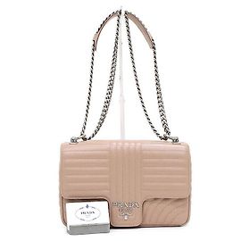 Prada Diagram Large Silver Chain Shoulder Bag and Crossbody Bag