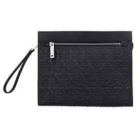 Clutch Gancini Salvatore Ferragamo in pelle marrone