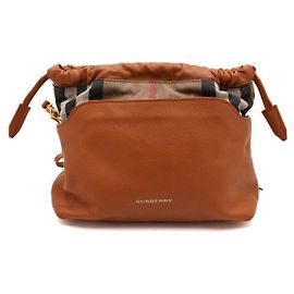 Burberry Bolso de hombro bandolera Little Crush de piel beige House Check