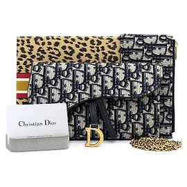 Dior Oblique Saddle Long Chain Wallet Shoulder Bag and Crossbody Bag