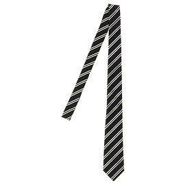 Autre Marque Saint Laurent Silk and Cotton Striped Tie Black Ivory