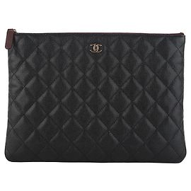 Chanel Caviar Pocket Clutch Gold New Medium