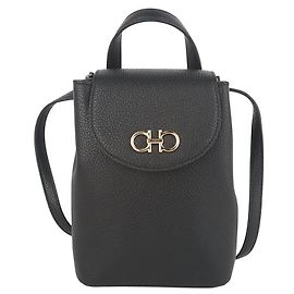 Salvatore Ferragamo Mini zaino da donna con motivo Double Gancini dorato