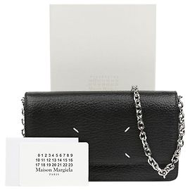 Maison Martin Margiela Borsa a tracolla con catena in pelle martellata con cuciture Black