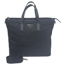 Prada Borsa Tote a tracolla in pelle Saffiano e Re-Nylon