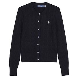 Polo Ralph Lauren Strickjacke mit Zopfmuster Schwarz