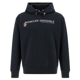 Moncler Logo Baumwoll-Hoodie Navy Blue
