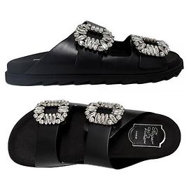 Roger Vivier Mule Slide Viv' Strass Buckle Black BSS
