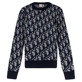 Dior Oblique Knit Blauer Strickpullover
