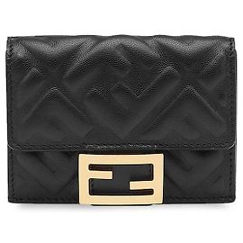 Fendi Portamonete Baguette Logo Dorato Nero AAJD