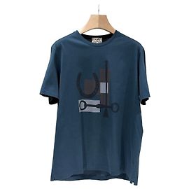Hermès Cotton Crewneck Short Sleeve T-shirt Blue