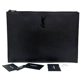 Autre Marque Clutch Bag Large Logo Monogram Black