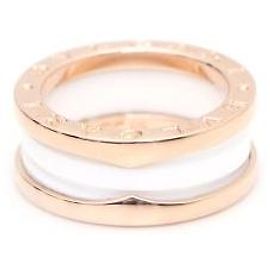 Bulgari Bague à deux bandes bicolore en céramique blanche