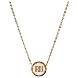 Miu Miu Emaille-Halskette Weiß Gold