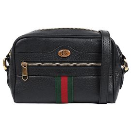 Gucci Mini Borsa a Tracolla Ophidia in Pelle Nera