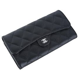 Chanel Classic Caviar Silver Klappbörse für Damen