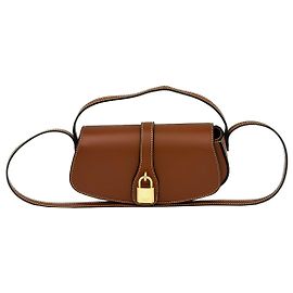 Céline Borsa a pochette e a tracolla in vitello marrone con tracolla tan