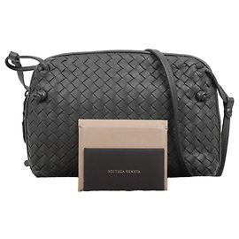 Bottega Veneta Borsa a Tracolla Intrecciato Nappa Nodini Grigio Scuro