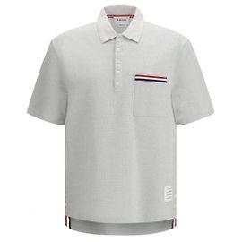 Thom Browne Texturierte RWB bestickte Polohemd aus Baumwolle und Leinen