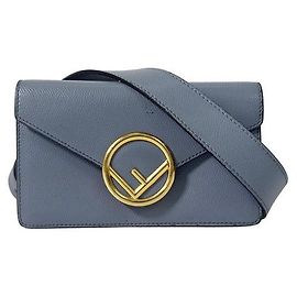 Fendi Borsa Cintura Logo Crossbody Hip Bag Mini Blue Grey Gold