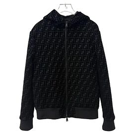 Fendi Velours Bomber Hoodie Schwarz