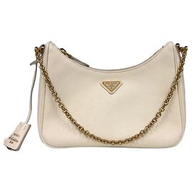 Prada Re-Edition Saffiano Leather Shoulder Bag White