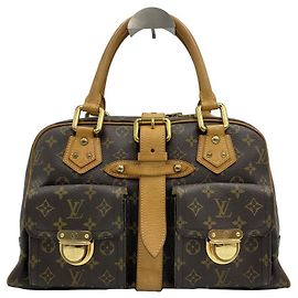 Louis Vuitton Borsa Tote Manhattan GM Monogram Canvas con fibbia Marrone