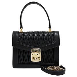 Miu Miu Borsa Tote Confidential Matelassé con Manici e Tracolla Nero