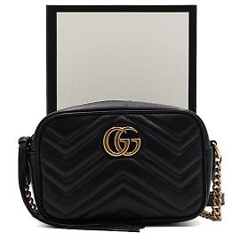 Gucci Mini borsa a tracolla matelassé nera con catena