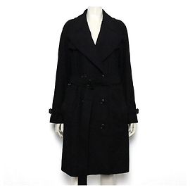 Burberry Damen Manteljacke aus Woll-Kaschmir-Mischung mit Fischgrätenmuster in Schwarz mit Gürtel