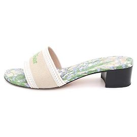 Dior Embroidered Cotton Dway Women Mules Sandals Slippers