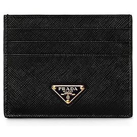 Prada Tarjetero Saffiano Logo Triángulo Negro
