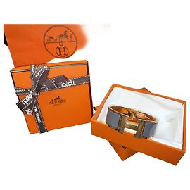 Hermès Gray Rose Gold Clic Clac PM