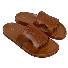 Céline Logo Beige Tanning Calfskin Slide Sandalen