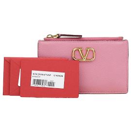 Porta-cartões Valentino V Logo Marrom de Couro