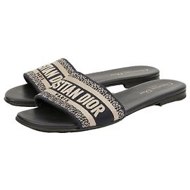Dior Women's Embroidered Cotton Mule Deep Blue