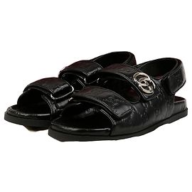 Sandales Gucci Double G en cuir noir