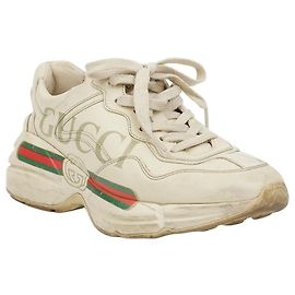 Gucci Logo Leder-Sneaker für Damen Ivory