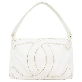 Chanel White Big CC Schultertasche