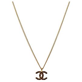 Chanel Collana Black Cubic CC Gold