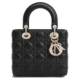 Dior Borsa a tracolla in pelle di agnello nera