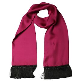 Dolce & Gabbana Sciarpa stola in pizzo frangiato in seta bordeaux da uomo