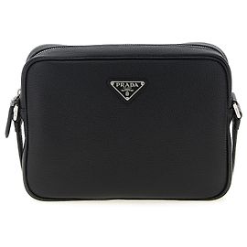 Prada Borsa crossbody in pelle di vitello nera
