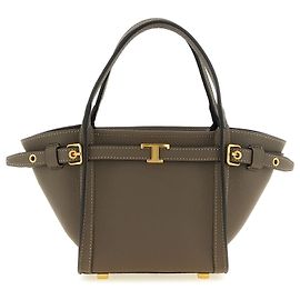 Tod's Borsa Tote in pelle di vitello grigia