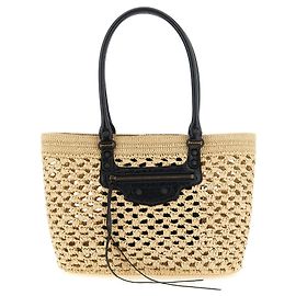 Balenciaga Borsa a tracolla in viscosa beige