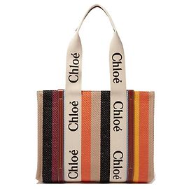 Chloé Tote Bag aus beigem Leinen mit Lederdetails