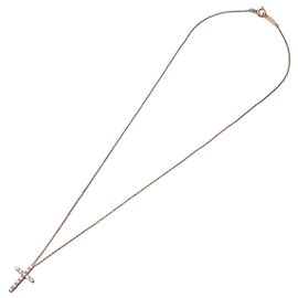 Pendentif Croix Tiffany & Co. Or Rose 18K avec Diamants Small