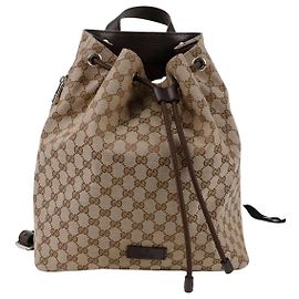 Gucci Drawstring Backpack Brown Jacquard