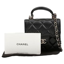 Chanel Portamonete Vanity Mini Borsa a Catena Nero con Ferramenta Dorata